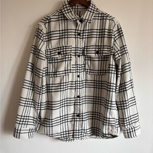 H&M Black and White Plaid Button-Up Shacket